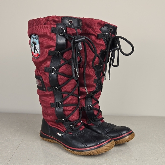Pajar Shoes - Pajar Red Tall Lace-Up Winter Boots Alpine Chalet Chic Snowcore, Size 6